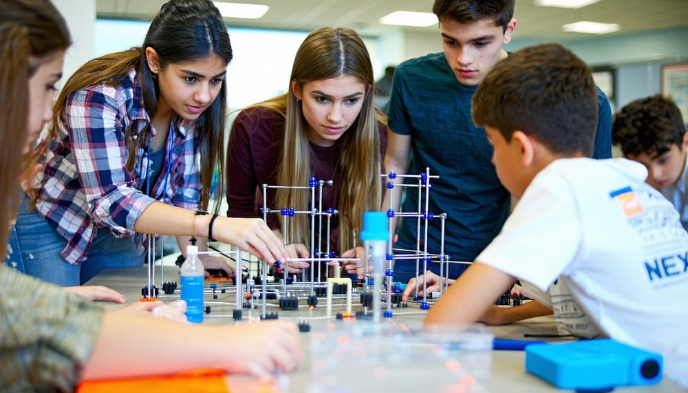 Students collaborating on a STEM project at Nexus STEM Workshop Students collaborating on a STEM project at Nexus STEM Workshop